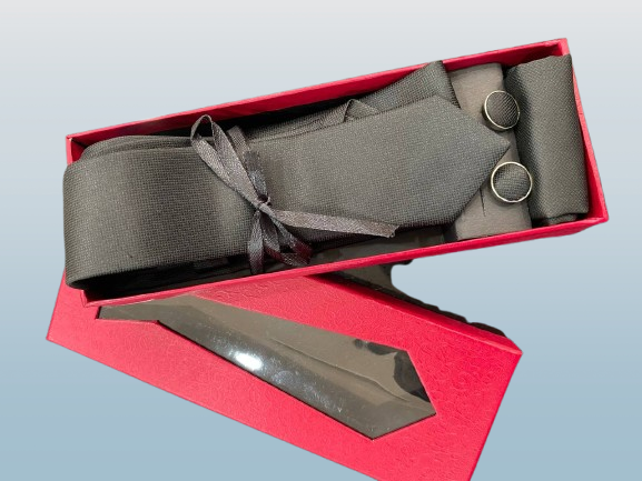 VIZENZO Cravate Homme Orange Haute Qualité - Ensemble Cadeau Avec Mouchoir Et Boutons De Manchette Pour Mariages & Événements