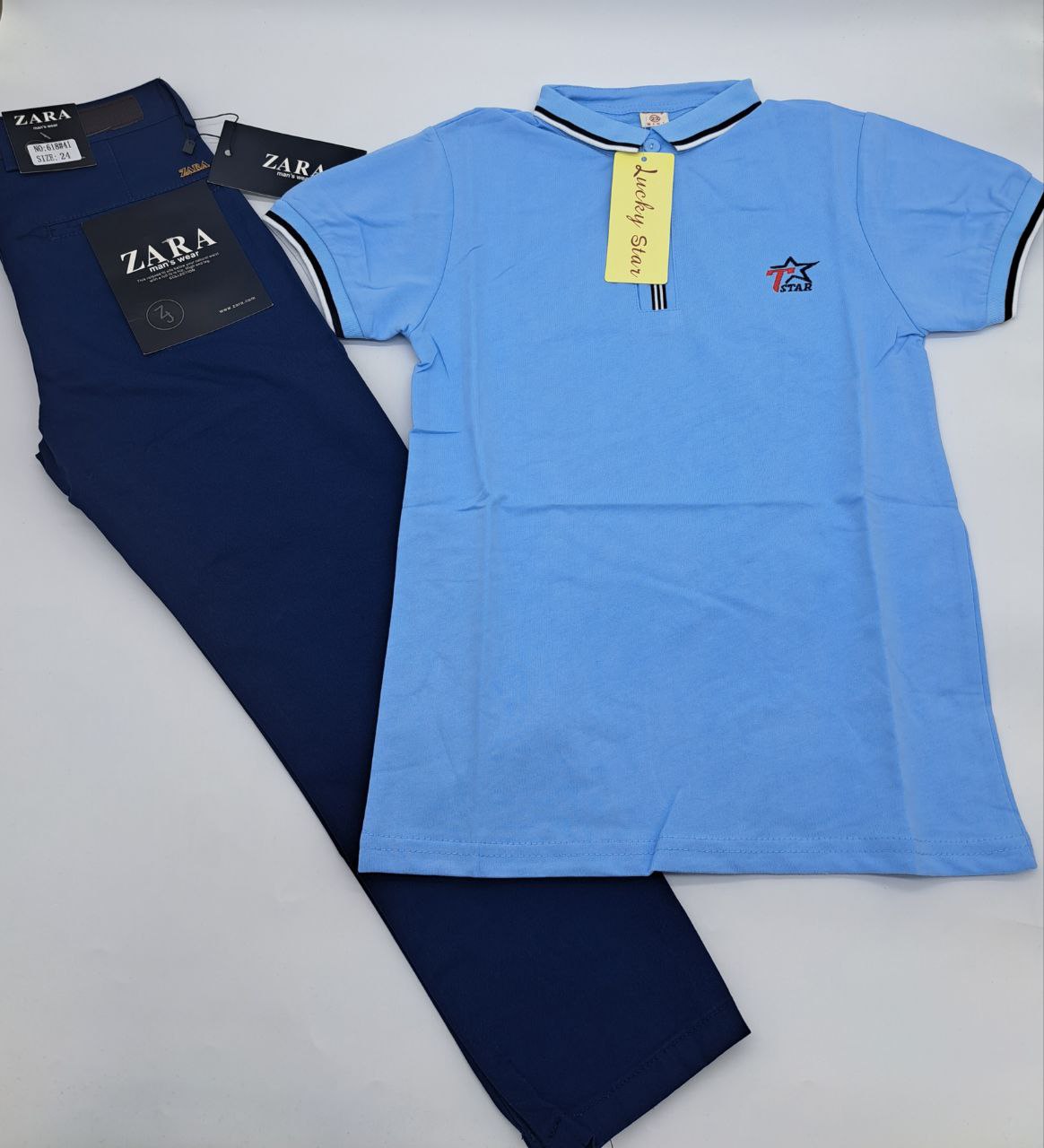 a blue bag with a blue bag on top of it 